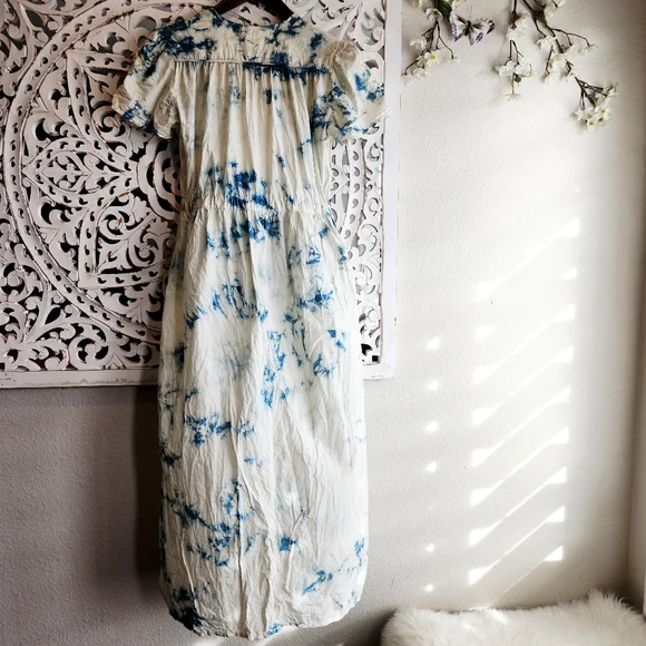 CHRISTY DAWN TIE-DYE  BLUE/WHITE PRINT MIDI PULL-ON DESIGN SZ SMALL - Picture 15 of 16